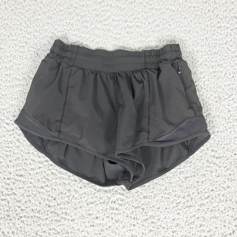 Lululemon Hotty Hot Shorts Womens 4 Black Running Gym Athletic